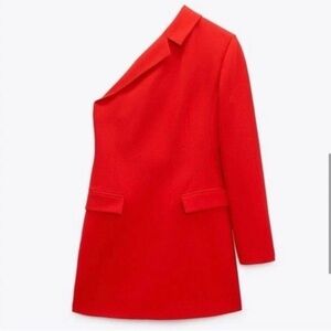 Zara Red One Shoulder Dress